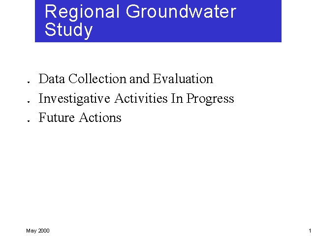 regional groundwater study